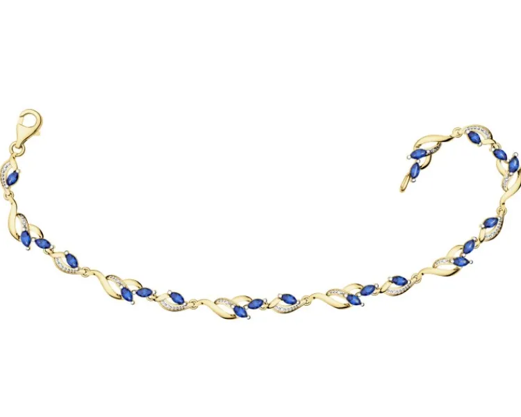 Apart Bransoletka z żółtego złota z diamentami i szafirami syntetycznymi - 18 cm - próba 375< Wszystkie