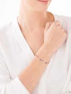 Apart Bransoletka z żółtego złota z diamentami i szafirami syntetycznymi - 18 cm - próba 375< Wszystkie