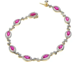 Apart Bransoletka z żółtego złota z brylantami i rubinami - 18 cm - próba 585< Bransoletki Z Diamentami