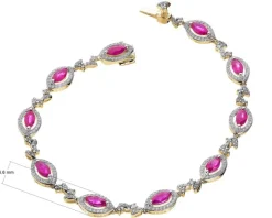Apart Bransoletka z żółtego złota  z brylantami i rubinami - 18 cm - próba 585< Bransoletki Z Diamentami