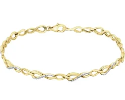 Online Apart Bransoletka z żółtego złota z diamentami - 18 cm - 0,03 ct - próba 375