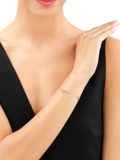 Outlet Apart Bransoletka z żółtego złota z diamentami i kamieniami ozdobnymi - serce - próba 375