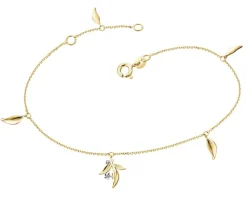 Apart Bransoletka z żółtego złota z diamentami - liście - 0,006 ct - próba 585< Bransoletki Z Diamentami