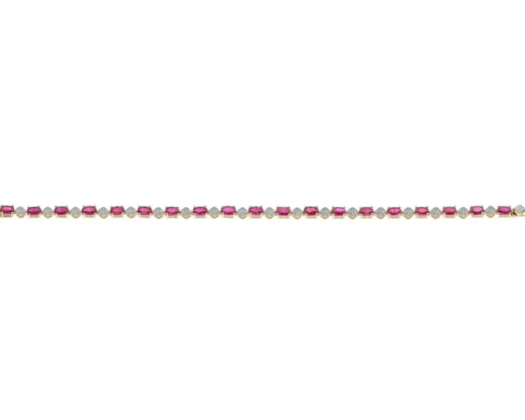 Discount Apart Bransoletka z żółtego złota z diamentami i rubinami - próba 585