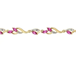 New Apart Bransoletka z żółtego złota z diamentami i rubinami syntetycznymi - 18 cm - próba 375