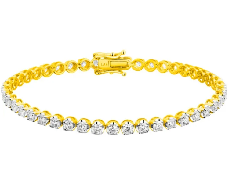 Apart Bransoletka z żółtego złota z brylantami laboratoryjnymi - 18 cm - 3,00 ct - próba 750