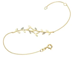 Online Apart Bransoletka z żółtego złota z diamentami - liście - 0,006 ct - próba 375