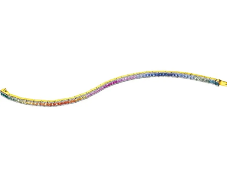 Apart Bransoletka z żółtego złota z brylantami i szafirami kolorowymi - 18 cm - próba 585< Wszystkie