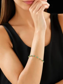 Apart Bransoletka z żółtego złota z brylantami i szmaragdami - 19 cm - próba 750< Wszystkie