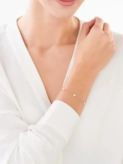Hot Apart Bransoletka z żółtego złota z brylantami - serca - 0,04 ct - próba 375