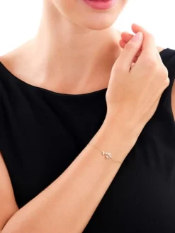 Apart Bransoletka z żółtego złota z diamentami - róża - 0,02 ct - próba 375< Bransoletki Z Diamentami