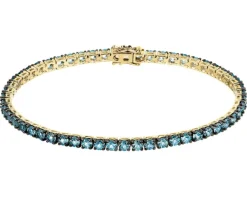 Discount Apart Bransoletka z żółtego złota z czarnym brylantem i topazami London Blue - 18 cm - próba 585