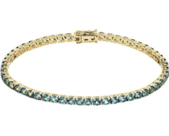 Best Apart Bransoletka z żółtego złota z brylantem i topazami London Blue - 18 cm - próba 585
