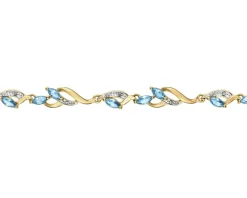 Sale Apart Bransoletka z żółtego złota z diamentami i topazami - 18 cm - próba 375