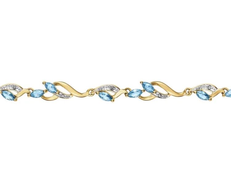 Sale Apart Bransoletka z żółtego złota z diamentami i topazami - 18 cm - próba 375