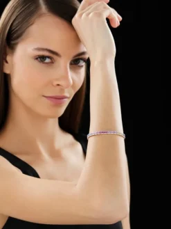 Apart Bransoletka z żółtego złota z brylantami i szafirami kolorowymi - 19 cm - próba 585< Bransoletki Z Diamentami