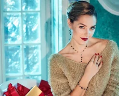 Apart Bransoletka z żółtego złota z diamentem i agatami - kulki - próba 375< Bransoletki Z Diamentami
