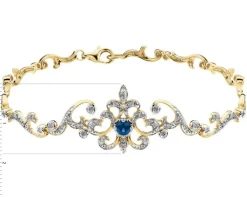 New Apart Bransoletka z  żółtego złota z brylantami i szafirem - 18 cm - próba 585