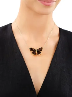 Outlet Apart Broszka - zawieszka srebrna z bursztynem - motyl