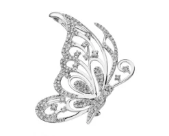 Hot Apart Broszka - zawieszka z białego złota z brylantami - motyl - 1,25 ct - próba 750