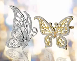 Hot Apart Broszka - zawieszka z białego złota z brylantami - motyl - 1,25 ct - próba 750