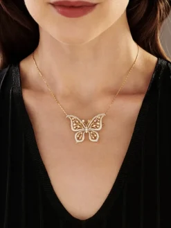 Discount Apart Broszka - zawieszka z żółtego złota z brylantami - motyl - 1,35 ct - próba 750