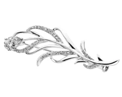 Hot Apart Broszka z białego złota z diamentami - piórko - 0,45 ct - próba 585