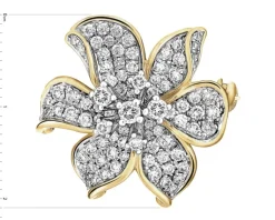 Outlet Apart Broszka z żółtego złota z brylantami - kwiat - 1,00 ct - próba 585