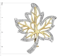 Hot Apart Broszka z żółtego złota z brylantami - liść - 0,20 ct - próba 585