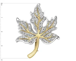 Outlet Apart Broszka z żółtego złota z brylantami - liść - 1,00 ct - próba 750