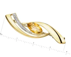 Clearance Apart Broszka z żółtego złota z diamentami i cytrynem - próba 585