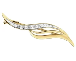 Online Apart Broszka z żółtego złota z diamentami - 0,03 ct - próba 585