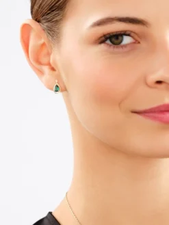 Hot Apart Kolczyki i zawieszka z żółtego złota z diamentami i szmaragdami syntetycznymi - próba 375