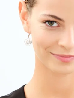Discount Apart Kolczyki srebrne z cyrkoniami i  masą perłową - Księżyce, gwiazdy