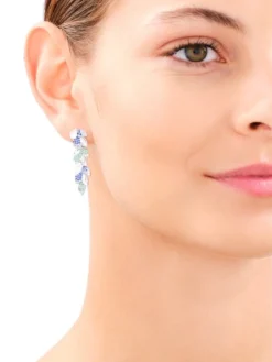 Discount Apart Kolczyki srebrne z cyrkoniami - liście