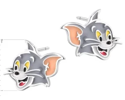 Outlet Apart Kolczyki srebrne z emalią - Tom and Jerry, Tom, Warner Bros. Discovery