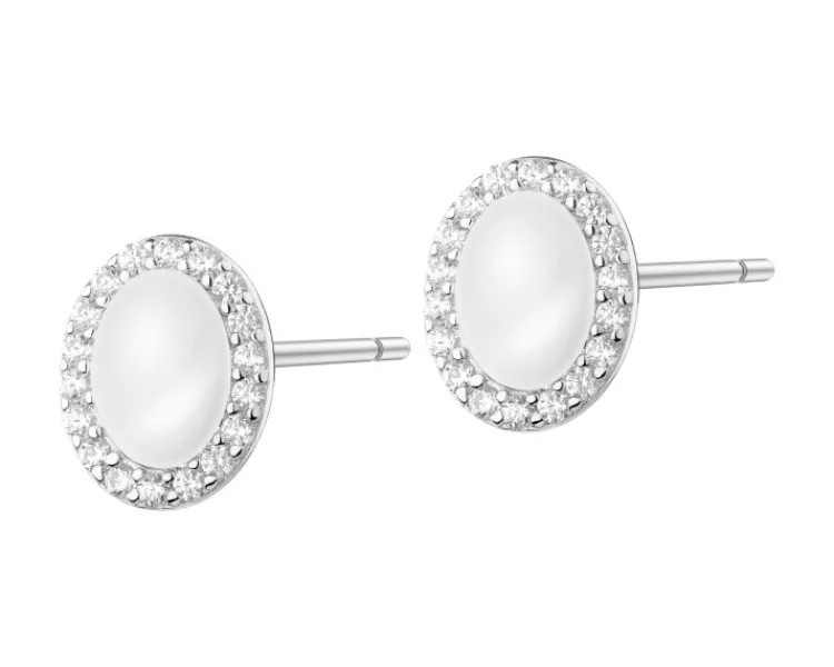 Apart Kolczyki srebrne z perłami i cyrkoniami< Wszystkie