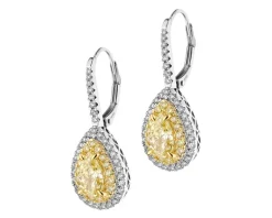 Clearance Apart Kolczyki z  białego i żółtego złota z diamentami - VS1-VS2/Fancy Light Yellow - 2,77 ct - próba 750