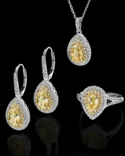Clearance Apart Kolczyki z  białego i żółtego złota z diamentami - VS1-VS2/Fancy Light Yellow - 2,77 ct - próba 750