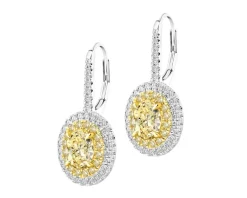Apart Kolczyki z białego i żółtego złota z diamentami - VS2/Fancy Light Yellow - 2,70 ct - próba 750< Kolczyki Z Diamentami