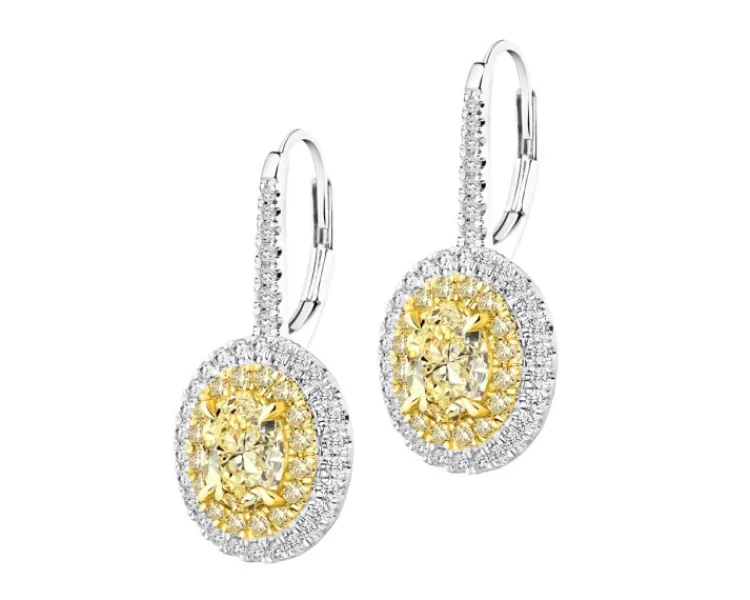 Apart Kolczyki z białego i żółtego złota z diamentami - VS2/Fancy Light Yellow - 2,70 ct - próba 750< Kolczyki Z Diamentami