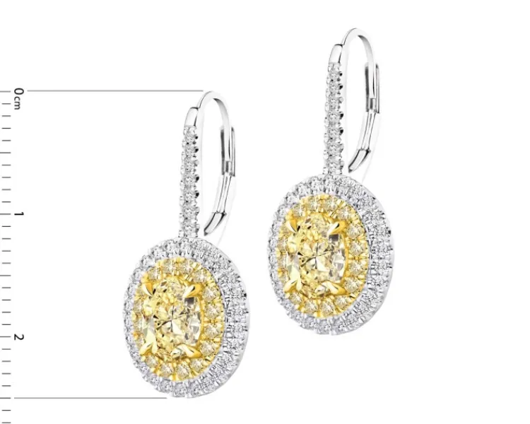 Apart Kolczyki z białego i żółtego złota z diamentami - VS2/Fancy Light Yellow - 2,70 ct - próba 750< Kolczyki Z Diamentami