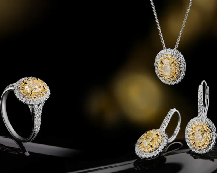 Apart Kolczyki z białego i żółtego złota z diamentami - VS2/Fancy Light Yellow - 2,70 ct - próba 750< Kolczyki Z Diamentami