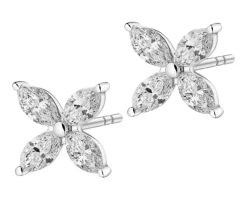 Outlet Apart Kolczyki z białego złota z diamentami - kwiaty - 0,73 ct - próba 585