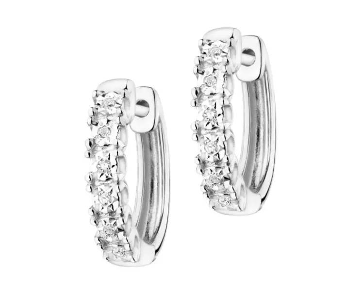 Hot Apart Kolczyki z białego złota z diamentami – koła - 0,03 ct - próba 375