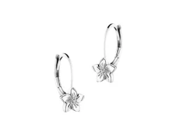 Apart Kolczyki z białego złota z diamentami - kwiaty - 0,008 ct - próba 585< Kolczyki Z Diamentami
