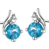 Discount Apart Kolczyki z białego złota z diamentami i topazami London Blue - próba 375