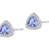 Apart Kolczyki z białego złota z brylantami i tanzanitami - próba 585< Kolczyki Z Diamentami