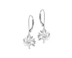 Discount Apart Kolczyki z białego złota z diamentami - drzewka - 0,02 ct - próba 585
