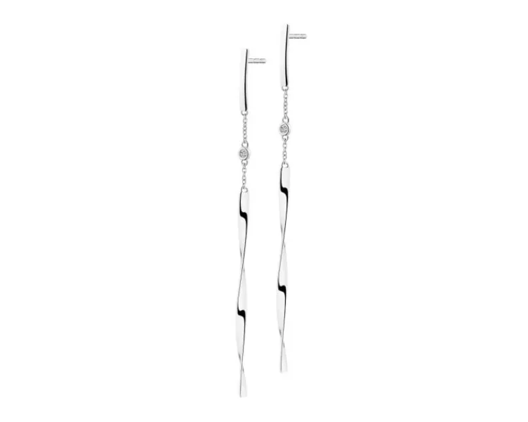 Best Apart Kolczyki z białego złota z diamentami - 0,01 ct - próba 585